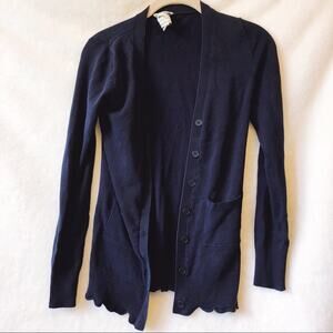 Pink Rose Navy Blue Long Sleeve Cardigan